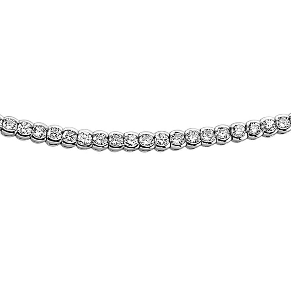 Silver  CZ Eternity Rubover Tennis Necklace 4mm 17 inch - GVK089