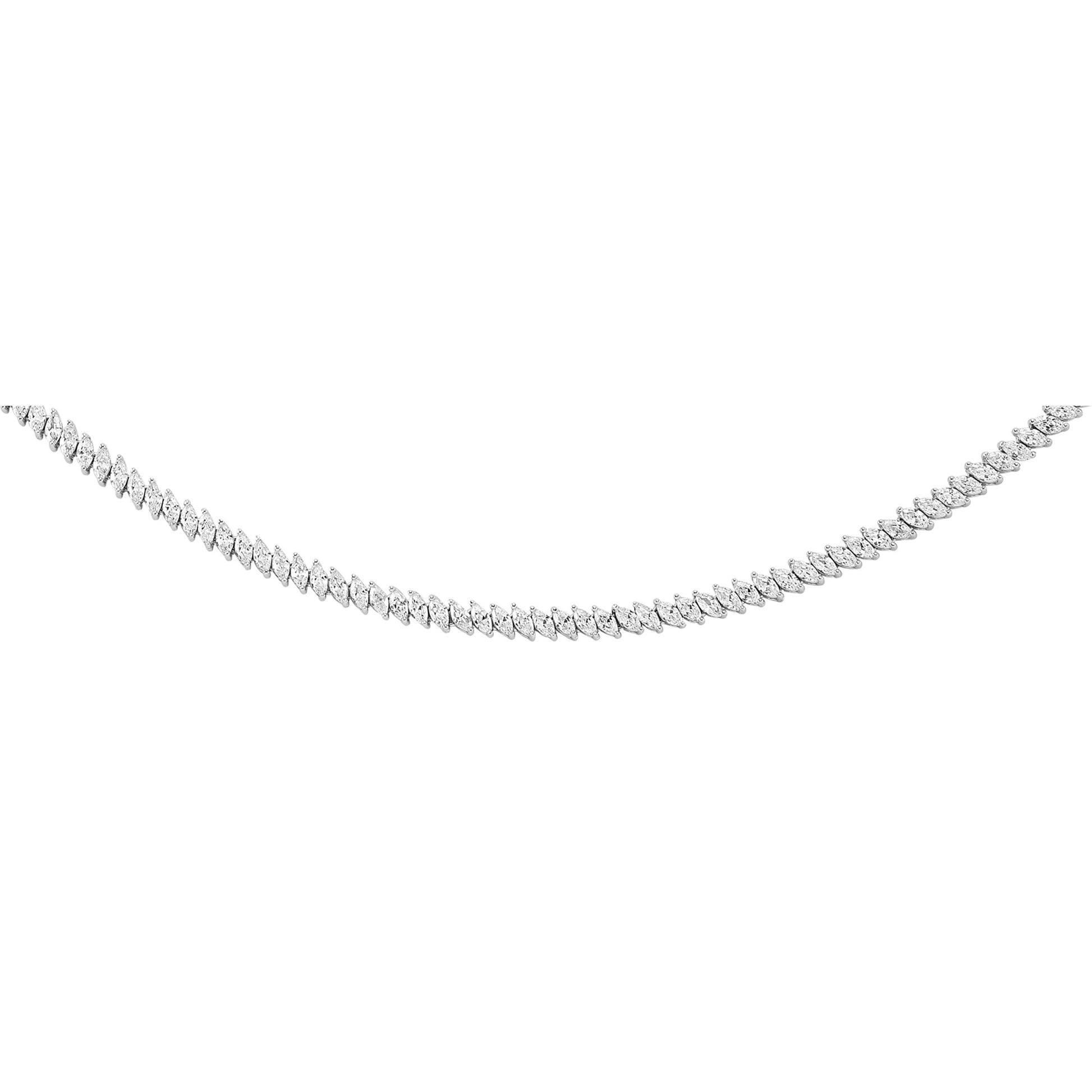 Silver  Marquise CZ Eternity Tennis Necklace 5mm 16 inch - GVK090