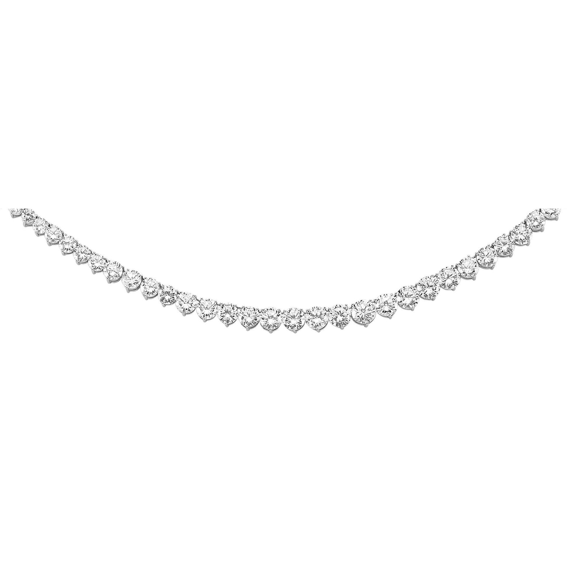 Silver  CZ Graduated Eternity Tennis Necklace 7mm 16 inch - GVK092