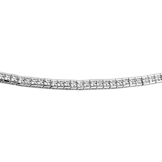 Silver  Princess Cut CZ Eternity Line Necklace 3mm 16 inch - GVK093