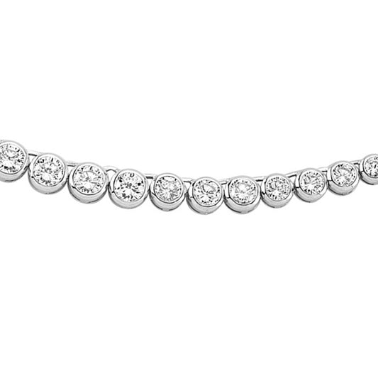 Silver  CZ Graduated Eternity Tennis Necklace 6mm 16 inch - GVK094