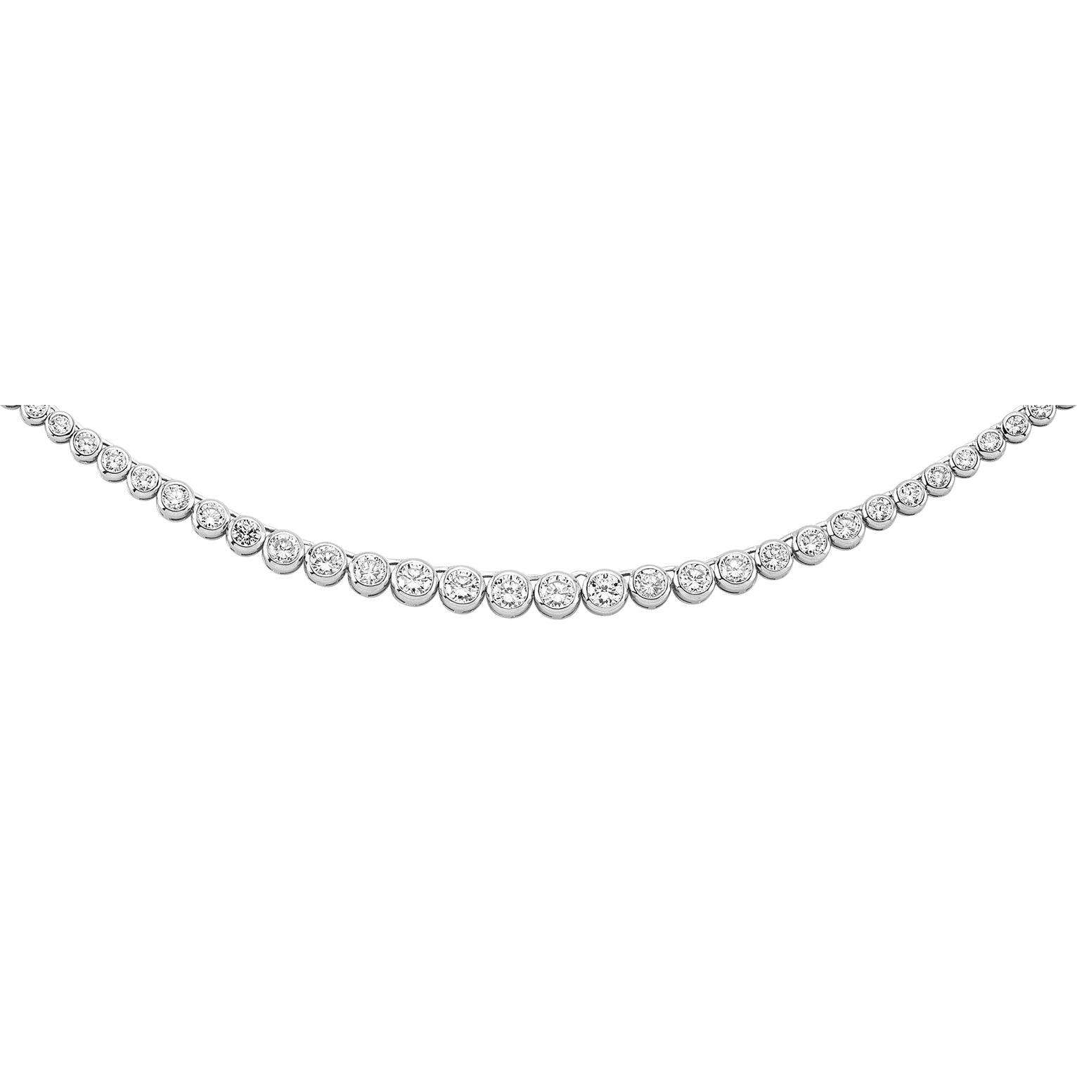 Silver  CZ Graduated Eternity Tennis Necklace 6mm 16 inch - GVK094