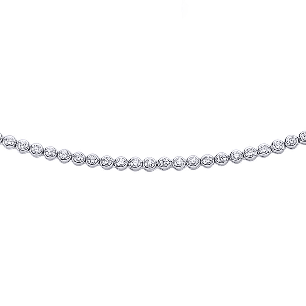 Silver  CZ Eternity Rubover Tennis Necklace 3.5mm 16 inch - GVK095