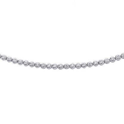 Silver  CZ Eternity Rubover Tennis Necklace 3.5mm 16 inch - GVK095