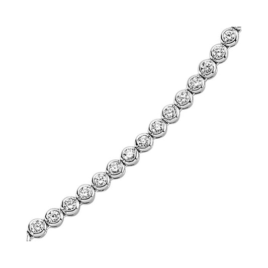 Silver  CZ Eternity Rubover Tennis Necklace 3.5mm 16 inch - GVK095