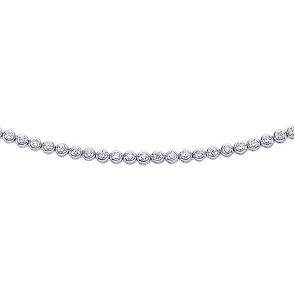 Silver  CZ Eternity Rubover Tennis Necklace 3.5mm 16 inch - GVK095