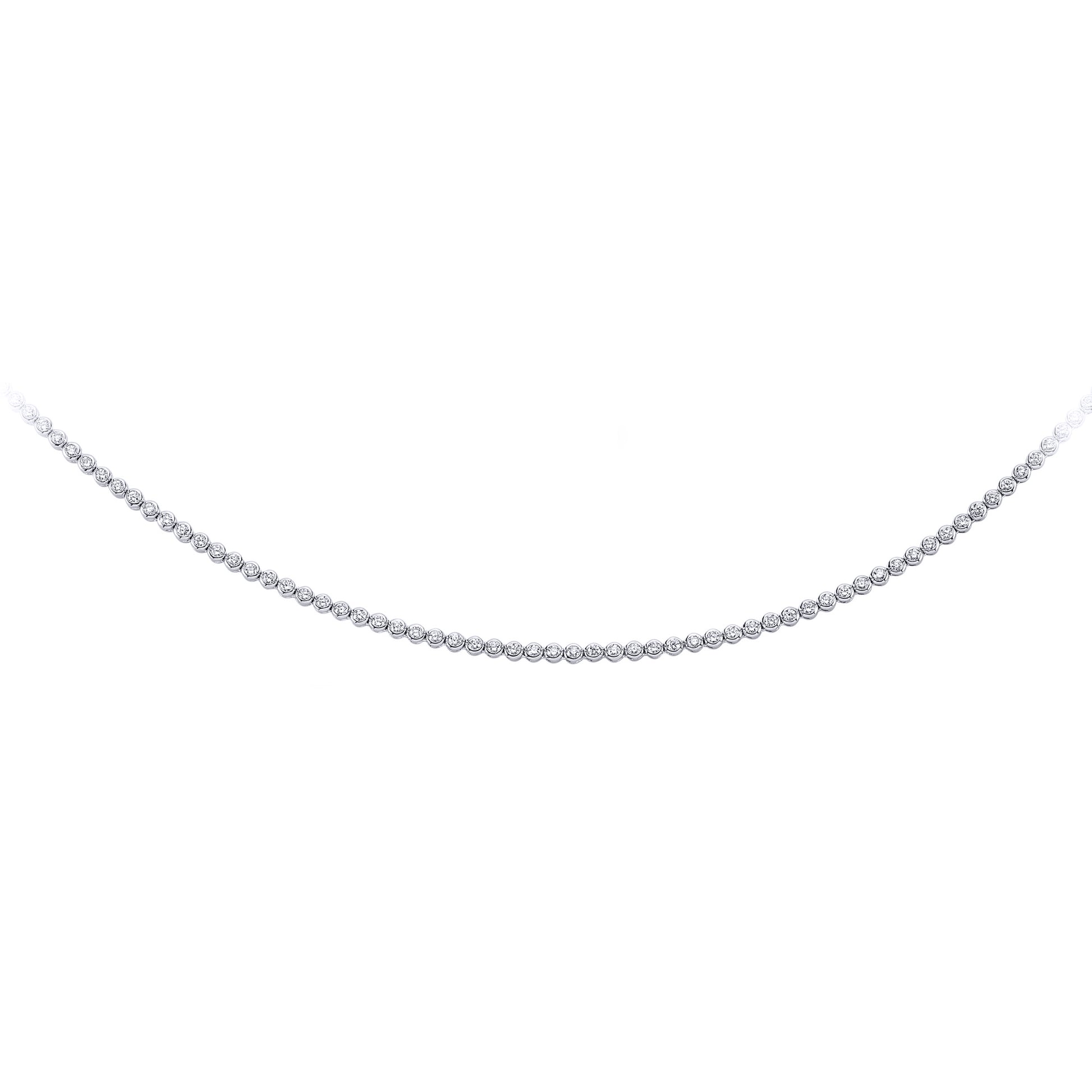 Silver  CZ Eternity Rubover Tennis Necklace 3.5mm 16 inch - GVK095