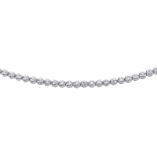 Silver  CZ Eternity Rubover Tennis Necklace 3.5mm 16 inch - GVK095