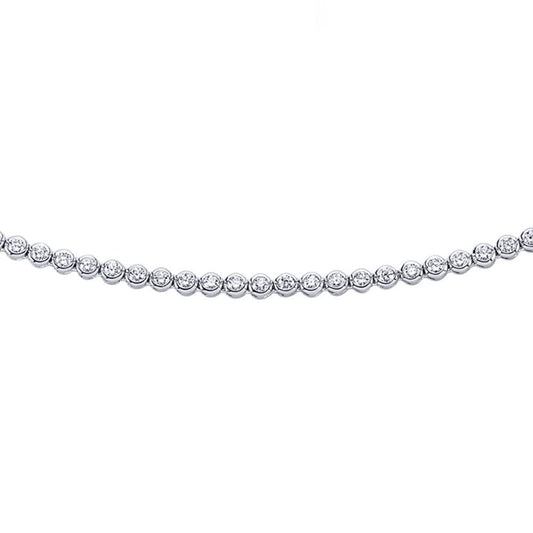 Silver  CZ Eternity Rubover Tennis Necklace 3.5mm 16 inch - GVK095
