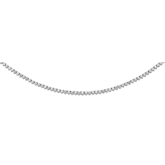 Silver  CZ Eternity Tennis Necklace 3mm 16 inch - GVK097