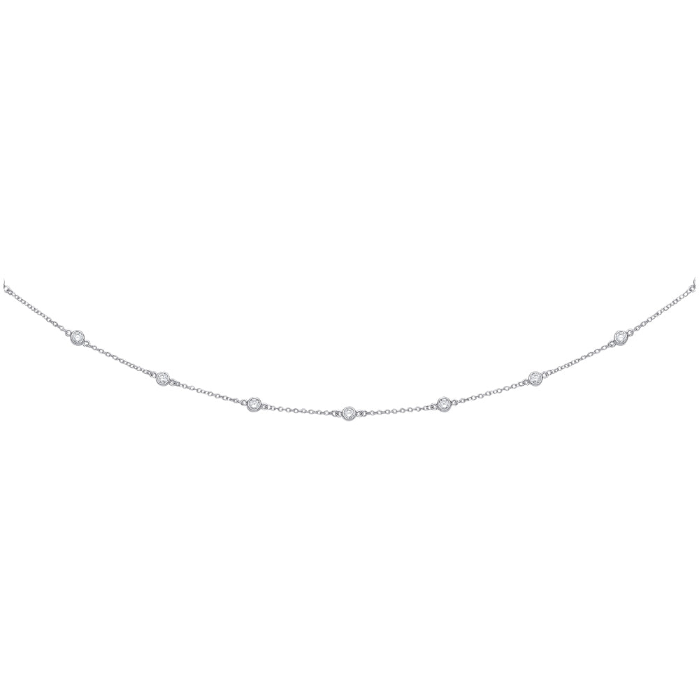 Silver  CZ Beads By The Inch Eternity Necklace 4mm 16 inch - GVK101