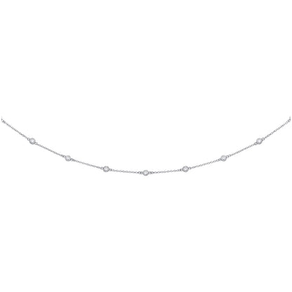 Silver  CZ Beads By The Inch Eternity Necklace 4mm 16 inch - GVK101
