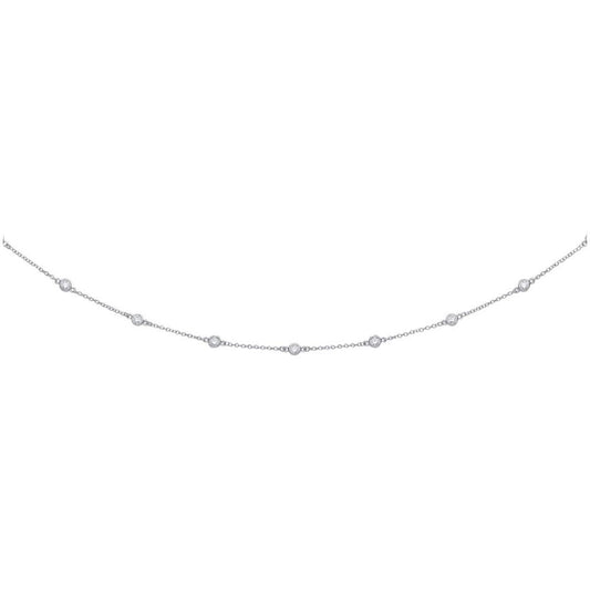 Silver  CZ Beads By The Inch Eternity Necklace 4mm 16 inch - GVK101