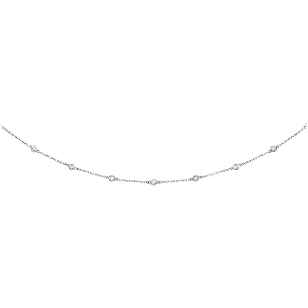 Silver  CZ Beads By The Inch Eternity Necklace 4mm 16 inch - GVK101