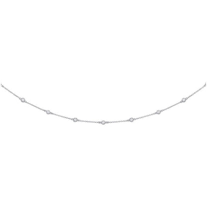 Silver  CZ Beads By The Inch Eternity Necklace 4mm 16 inch - GVK101