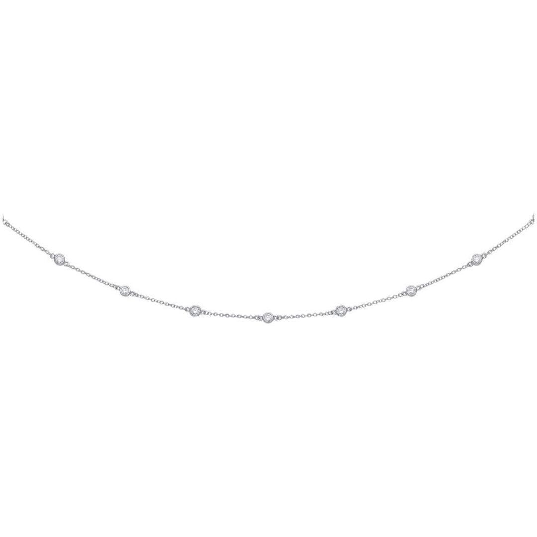 Silver  CZ Beads By The Inch Eternity Necklace 4mm 16 inch - GVK101