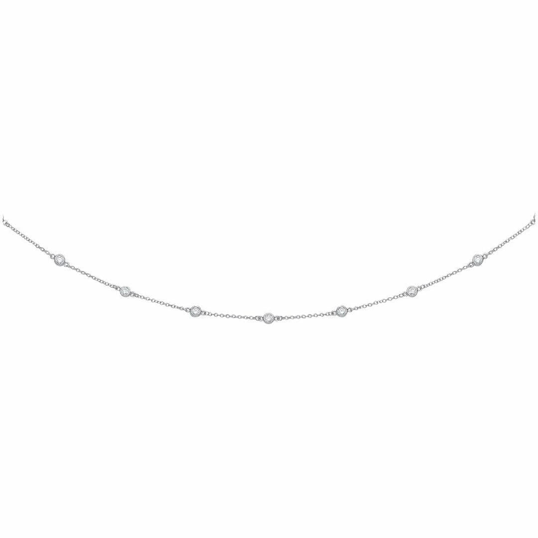 Silver  CZ Beads By The Inch Eternity Necklace 4mm 16 inch - GVK101