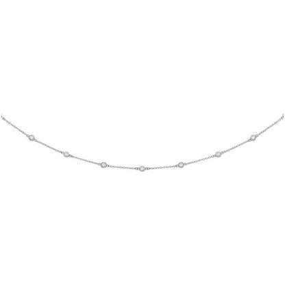 Silver  CZ Beads By The Inch Eternity Necklace 4mm 16 inch - GVK101