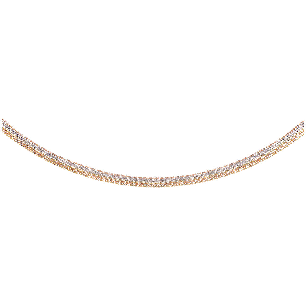 3-Colour Silver  Multi Strand Bead Necklace - GVK103
