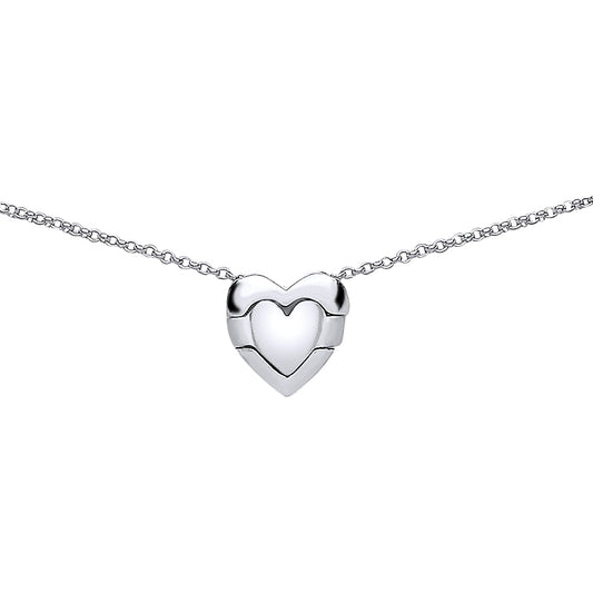 Silver  Cut Out Heart Charm Necklace 16 inch - GVK108