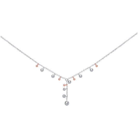 2-Colour Silver  String Lights Bead Necklace 2mm - GVK121