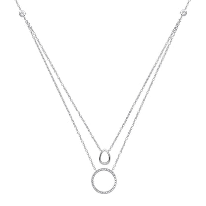 Silver  CZ Pave Halo Charm Necklace 17 inch - GVK145RH