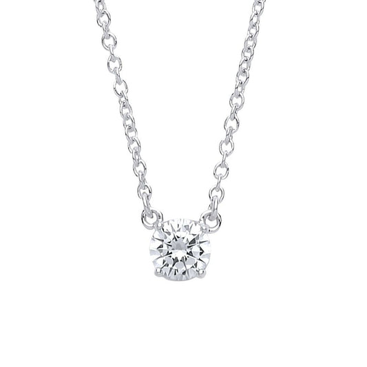 Silver CZ Solitaire Charm Necklace 1.6mm 16 + 2 inch - GVK156