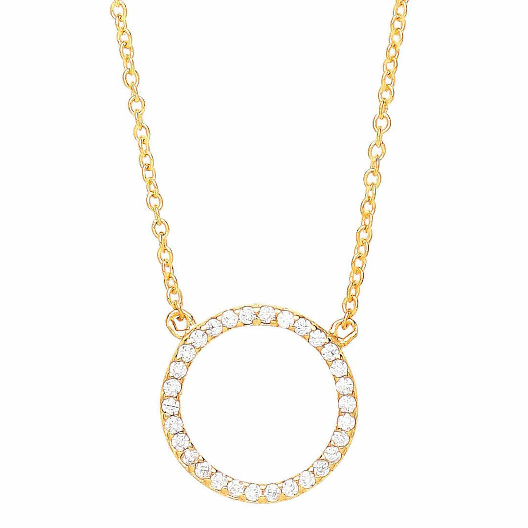 Gilded Silver  CZ Pave Halo Charm Necklace 16 + 2 inch - GVK161G