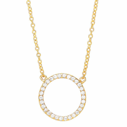 Gilded Silver  CZ Pave Halo Charm Necklace 16 + 2 inch - GVK161G