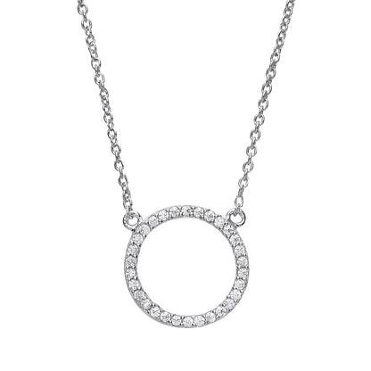 Silver  CZ Pave Halo Charm Necklace 16 + 2 inch - GVK161