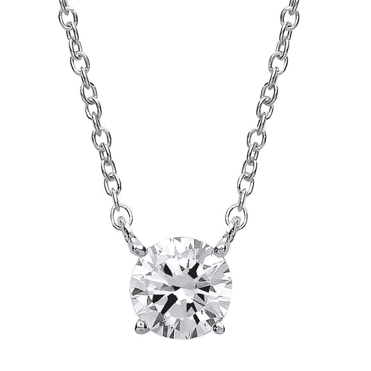 Silver  CZ Solitaire Charm Necklace 16 + 2 inch - GVK164
