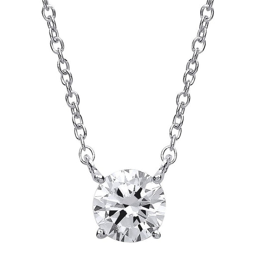Silver CZ Solitaire Charm Necklace 16 + 2 inch - GVK164