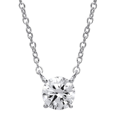 Silver  CZ Solitaire Charm Necklace 16 + 2 inch - GVK164