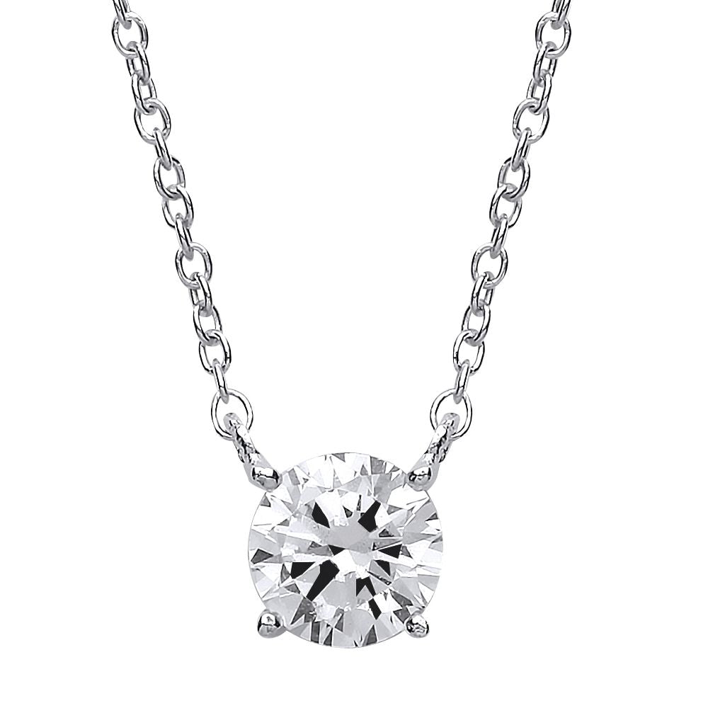 Silver  CZ Solitaire Charm Necklace 16 + 2 inch - GVK164