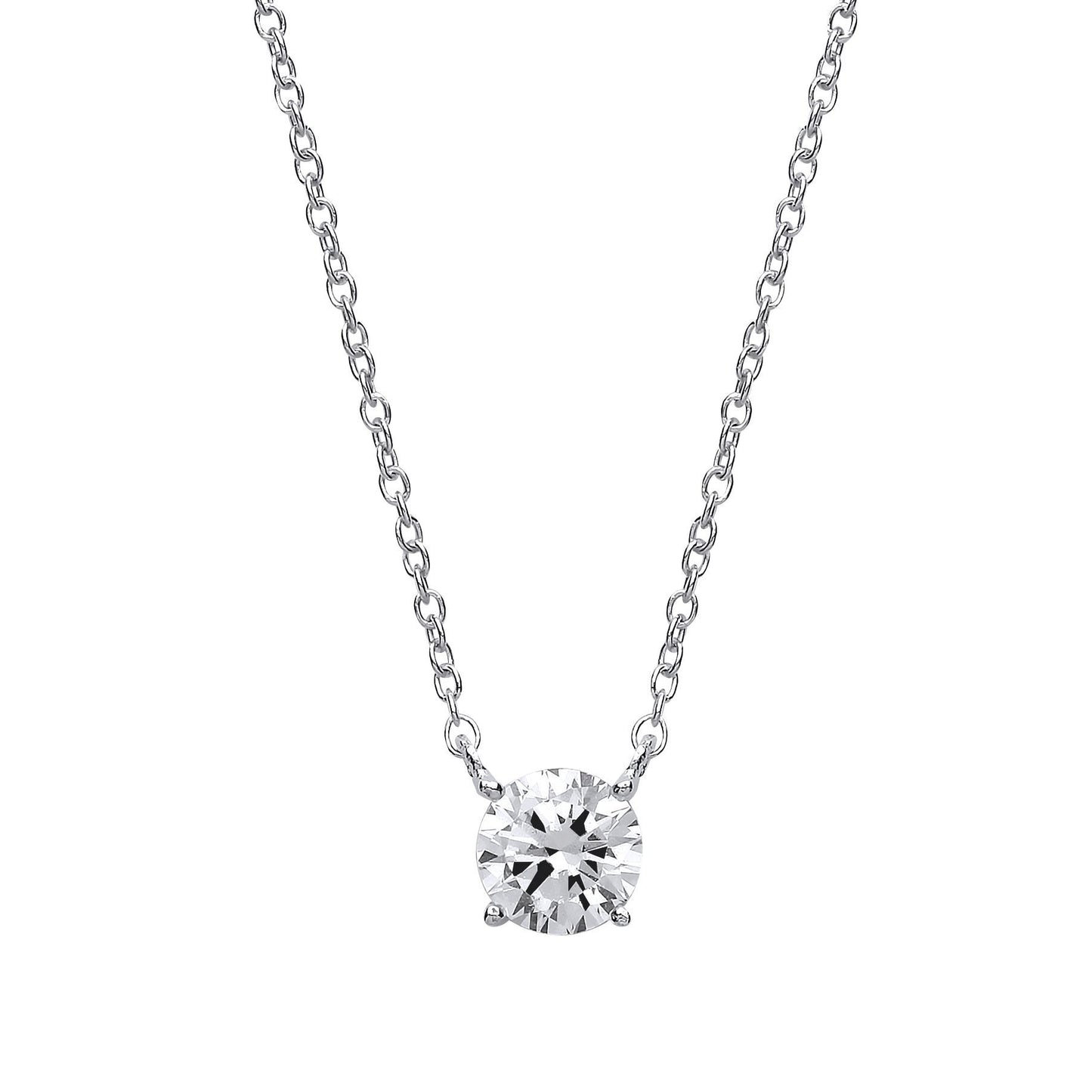 Silver  CZ Solitaire Charm Necklace 16 + 2 inch - GVK164
