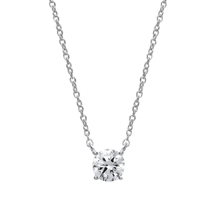 Silver  CZ Solitaire Charm Necklace 16 + 2 inch - GVK164
