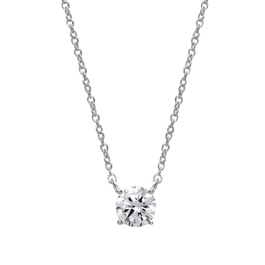 Silver  CZ Solitaire Charm Necklace 16 + 2 inch - GVK164
