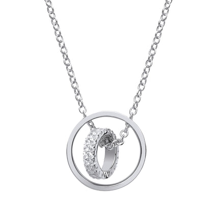 Silver  CZ Halo Hoop Charm Necklace 15 inch - GVK173