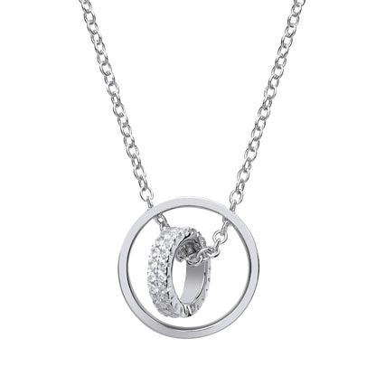 Silver  CZ Halo Hoop Charm Necklace 15 inch - GVK173