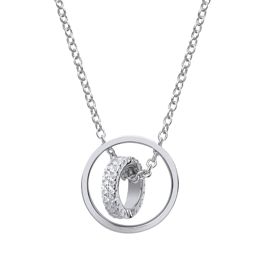 Silver  CZ Halo Hoop Charm Necklace 15 inch - GVK173