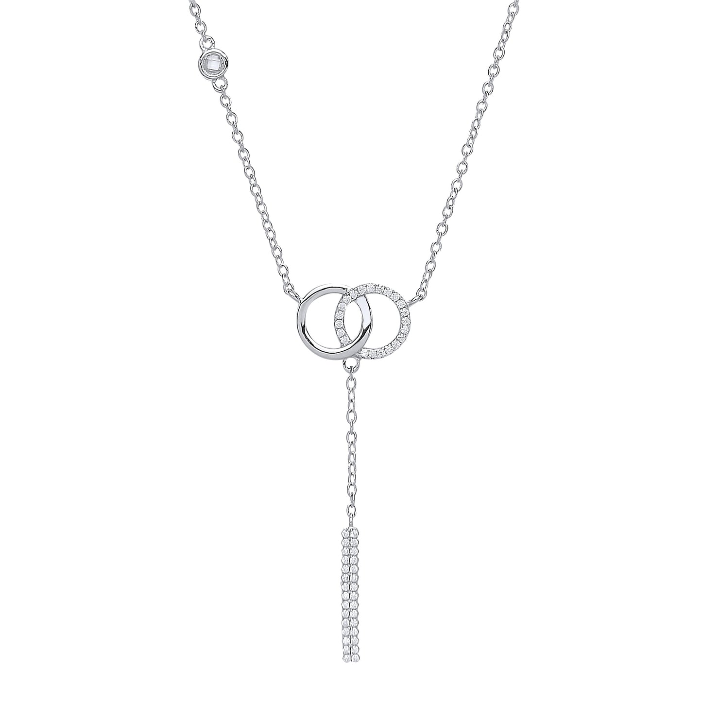 Silver  CZ Art Deco Eternity Drop Charm Necklace 16 inch - GVK174