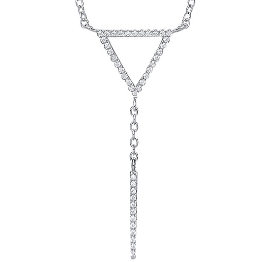 Silver  CZ Art Deco Eternity Drop Charm Necklace 16 inch - GVK175
