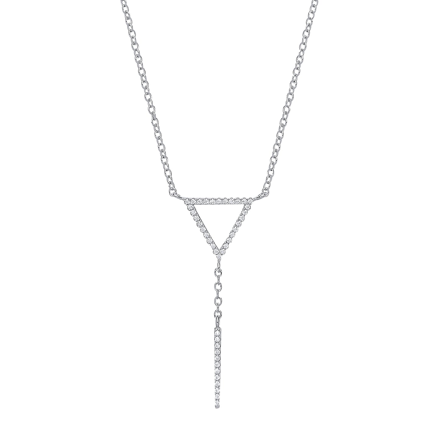 Silver  CZ Art Deco Eternity Drop Charm Necklace 16 inch - GVK175