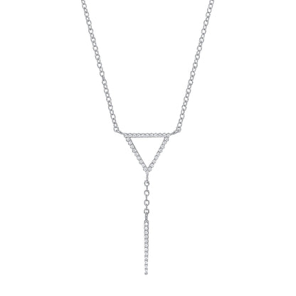 Silver  CZ Art Deco Eternity Drop Charm Necklace 16 inch - GVK175