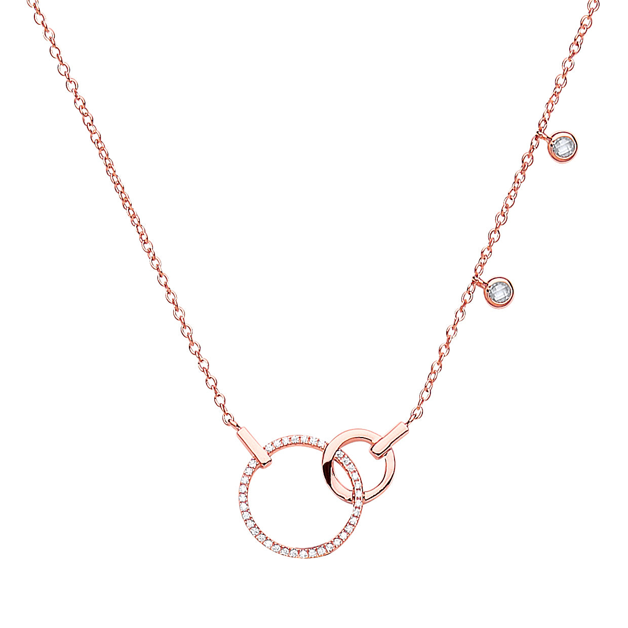 Rose Silver  CZ Art Deco Eternity Drop Charm Necklace 16 + 2 inch - GVK176