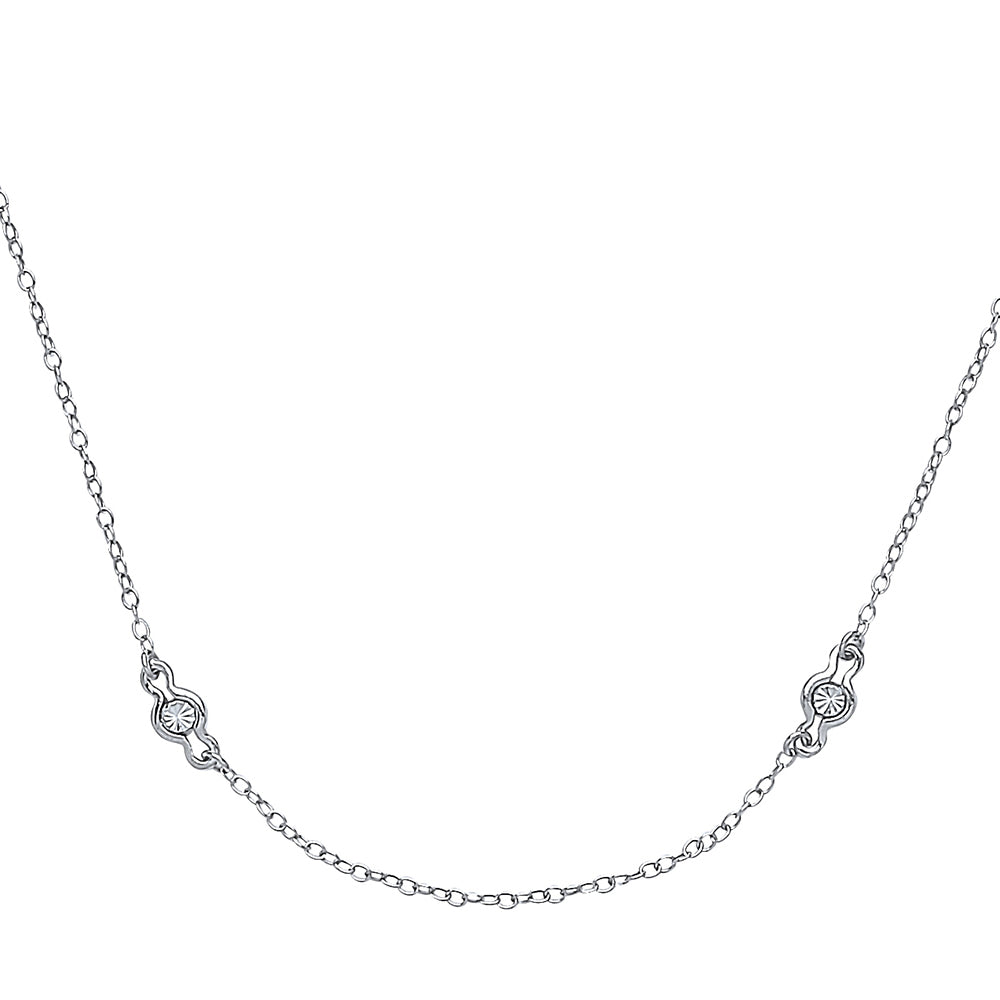 Silver  diamond-cut Faceted Illusion Eternity Necklace 36 inch - GVK178RH