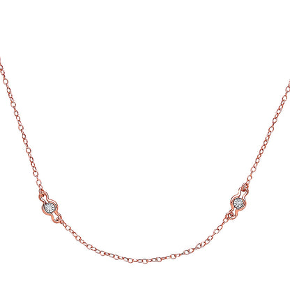 Rose Silver  diamond-cut Faceted Illusion Eternity Necklace 36" - GVK178ROSE