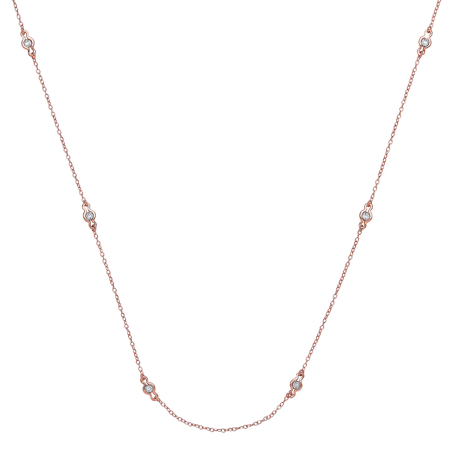 Rose Silver  diamond-cut Faceted Illusion Eternity Necklace 36" - GVK178ROSE