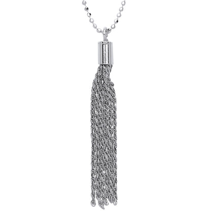 Silver  Waterfall Tassle Drop Necklace 24 inch - GVK180