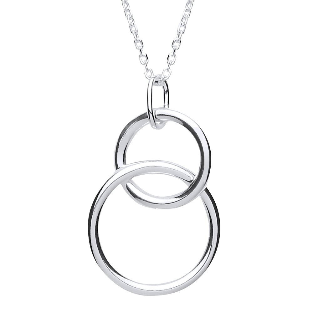 Silver  Chinese Linking Rings Drop Necklace 16 + 1 inch - GVK190